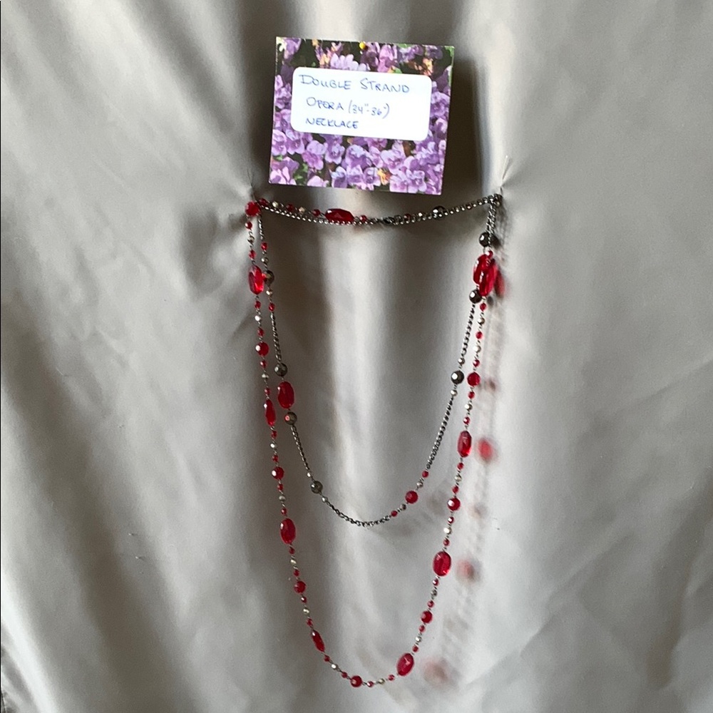 Elegant Red Double Strand Necklace